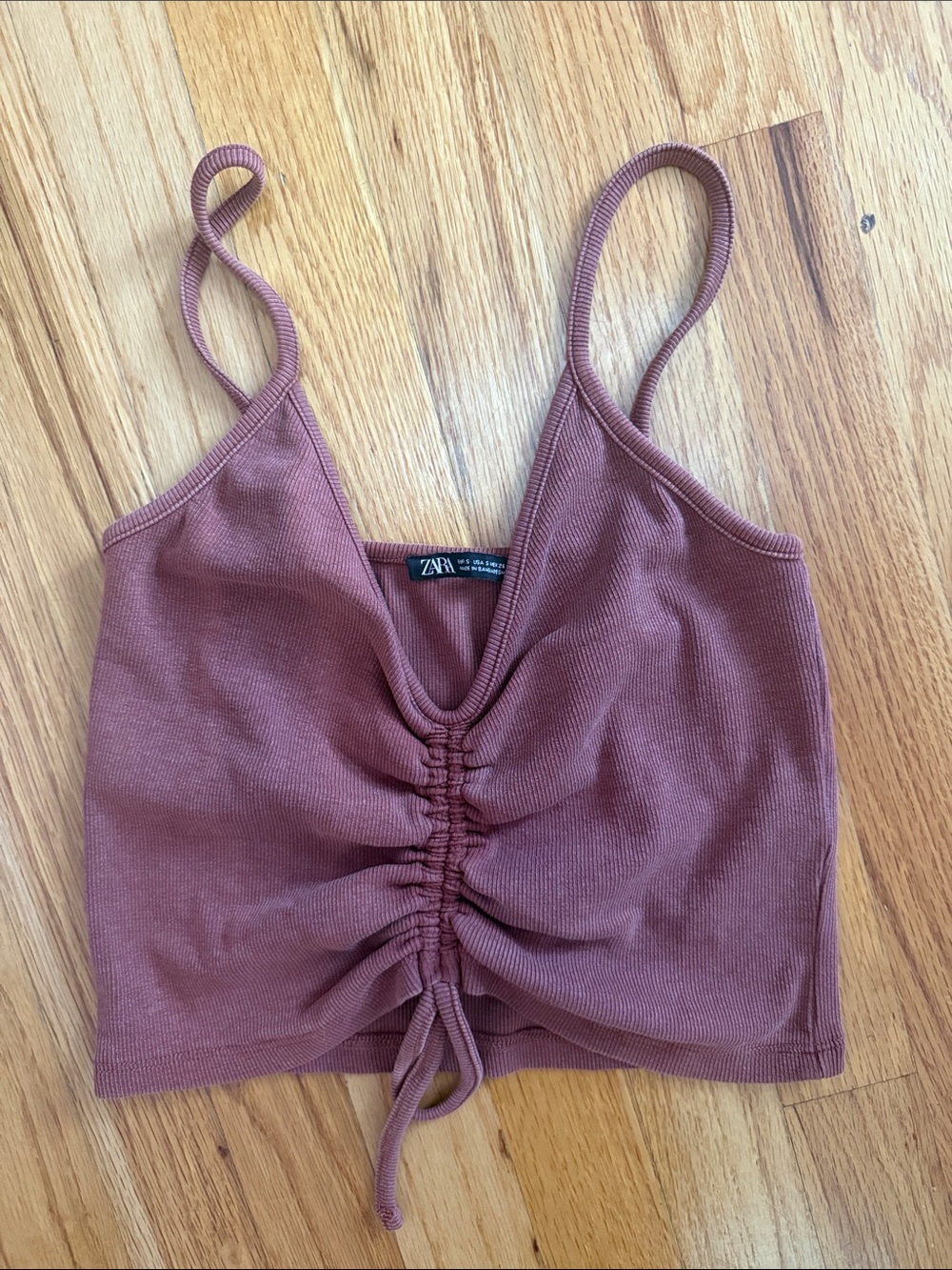 ZARA Mauve Ruched Front Crop Cami